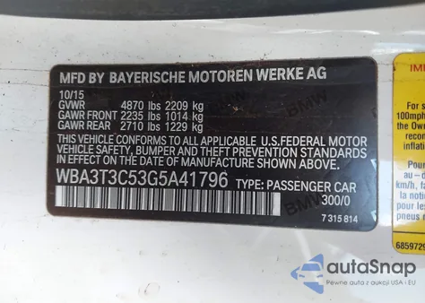 2016 BMW 435I from USA, damaged, VIN WBA3T3C53G5A41796